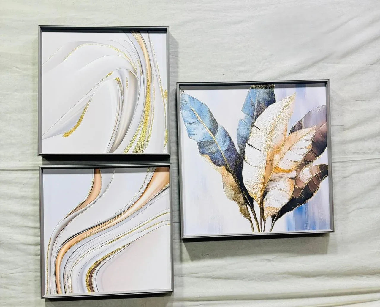 Modern Leather Ambrose Painting Set of 3 - Style 23