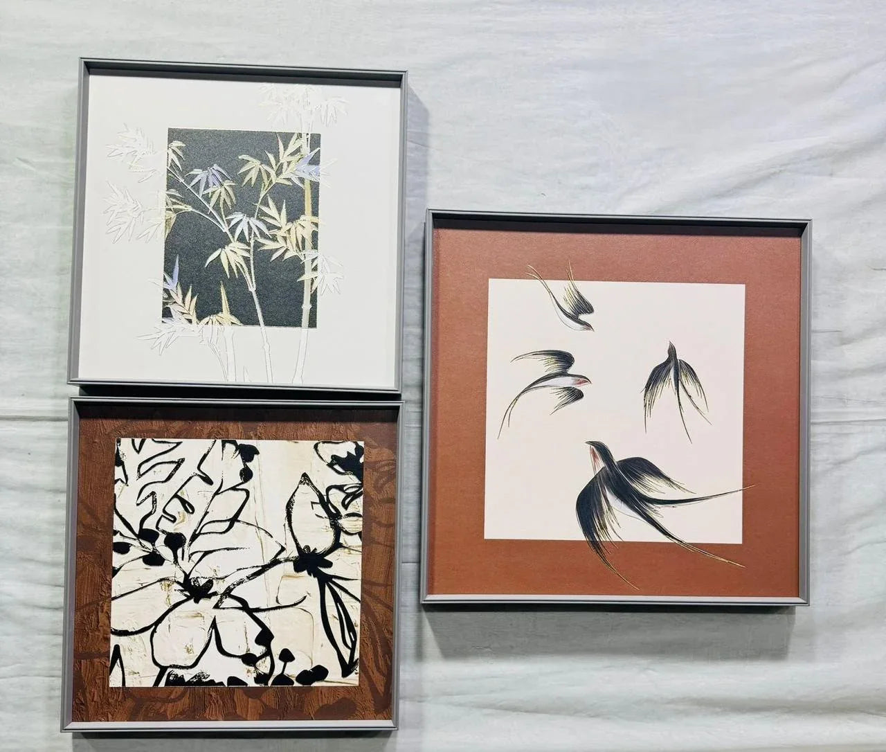 Modern Leather Ambrose Painting Set of 3 - Style 26