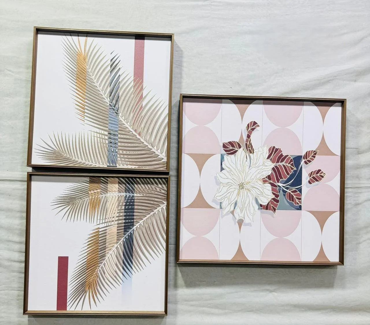 Modern Leather Ambrose Painting Set of 3 - Style 24