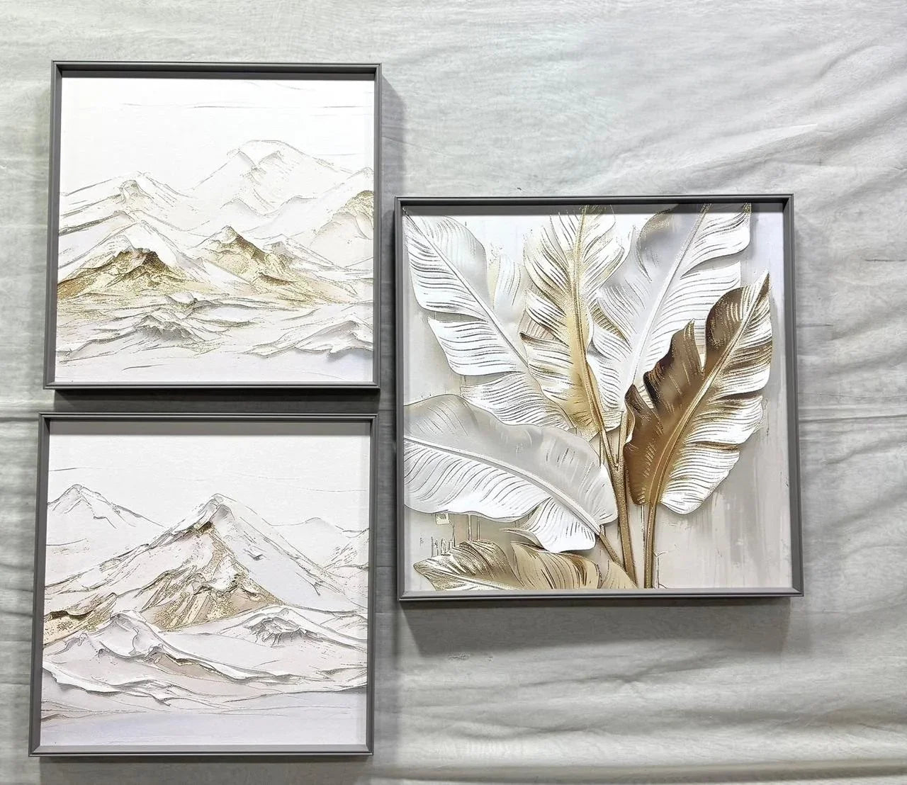 Modern Leather Ambrose Painting Set of 3 - Style 15