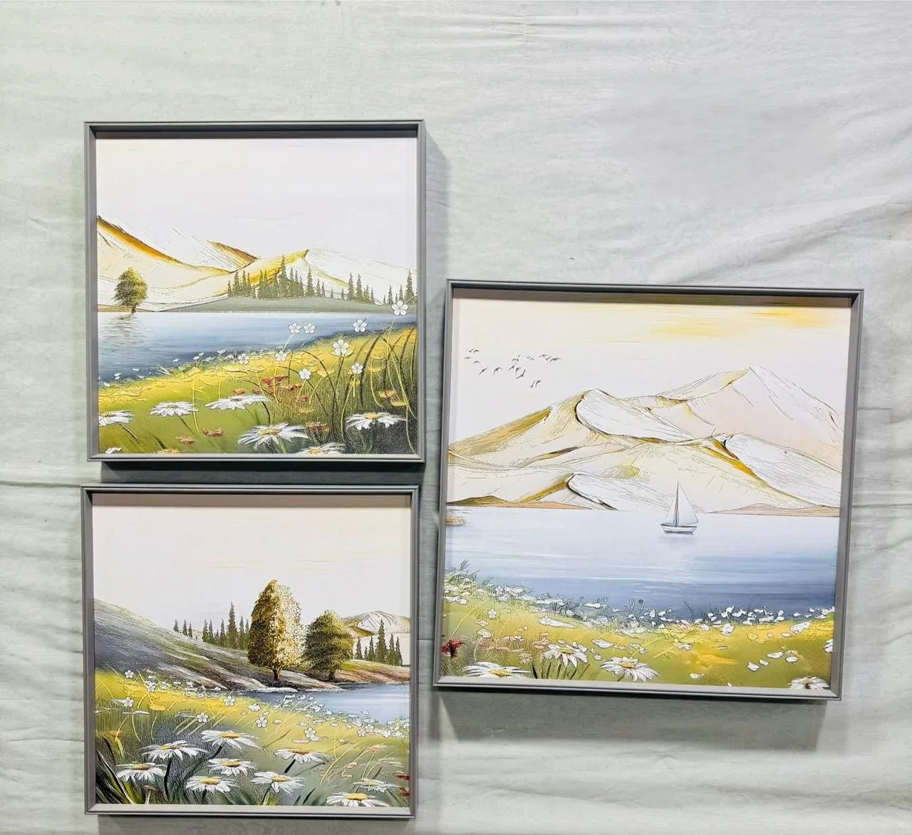 Modern Leather Ambrose Painting Set of 3 - Style 12