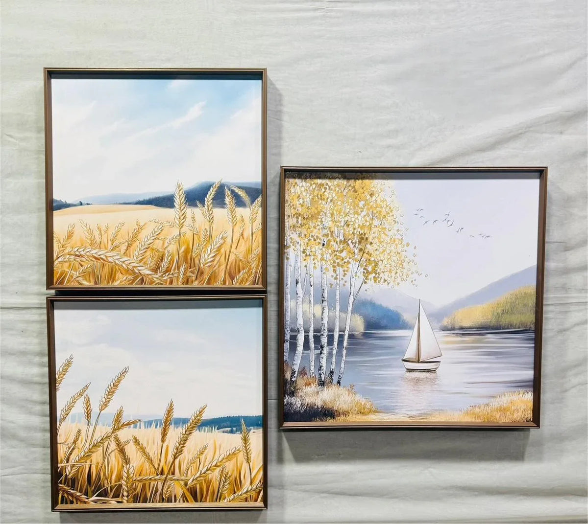 Modern Leather Ambrose Painting Set of 3 - Style 13