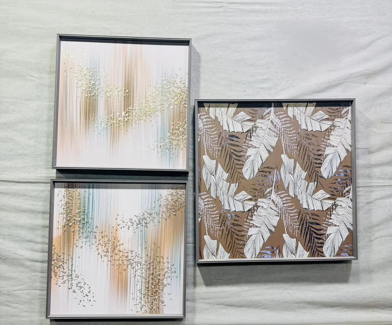 Modern Leather Ambrose Painting Set of 3 - Style 14