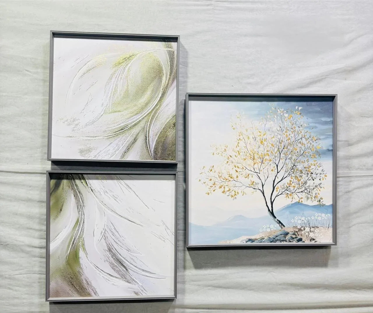 Modern Leather Ambrose Painting Set of 3 - Style 9