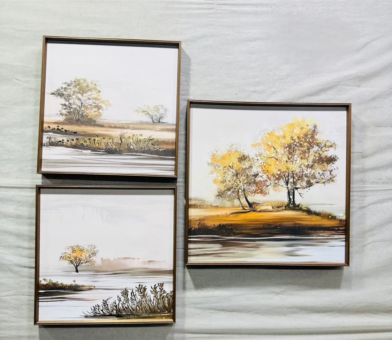 Modern Leather Ambrose Painting Set of 3 - Style 8
