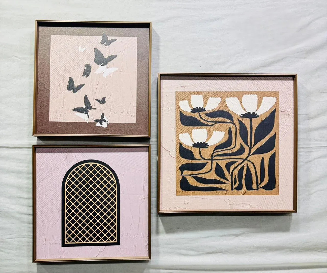 Modern Leather Ambrose Painting Set of 3 - Style 7