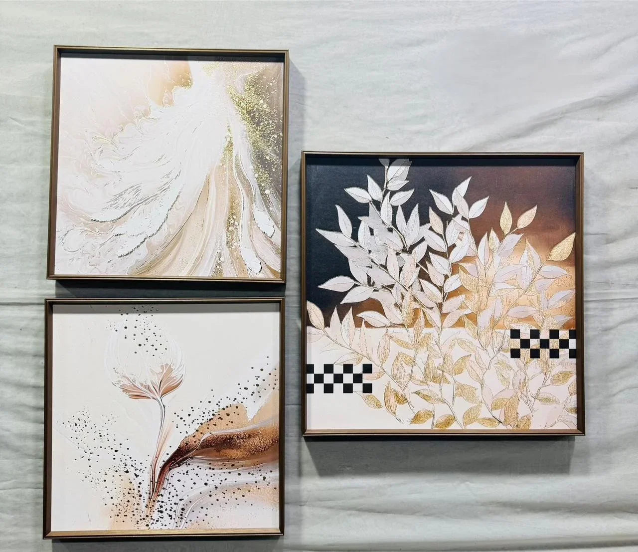 Modern Leather Ambrose Painting Set of 3 - Style 6