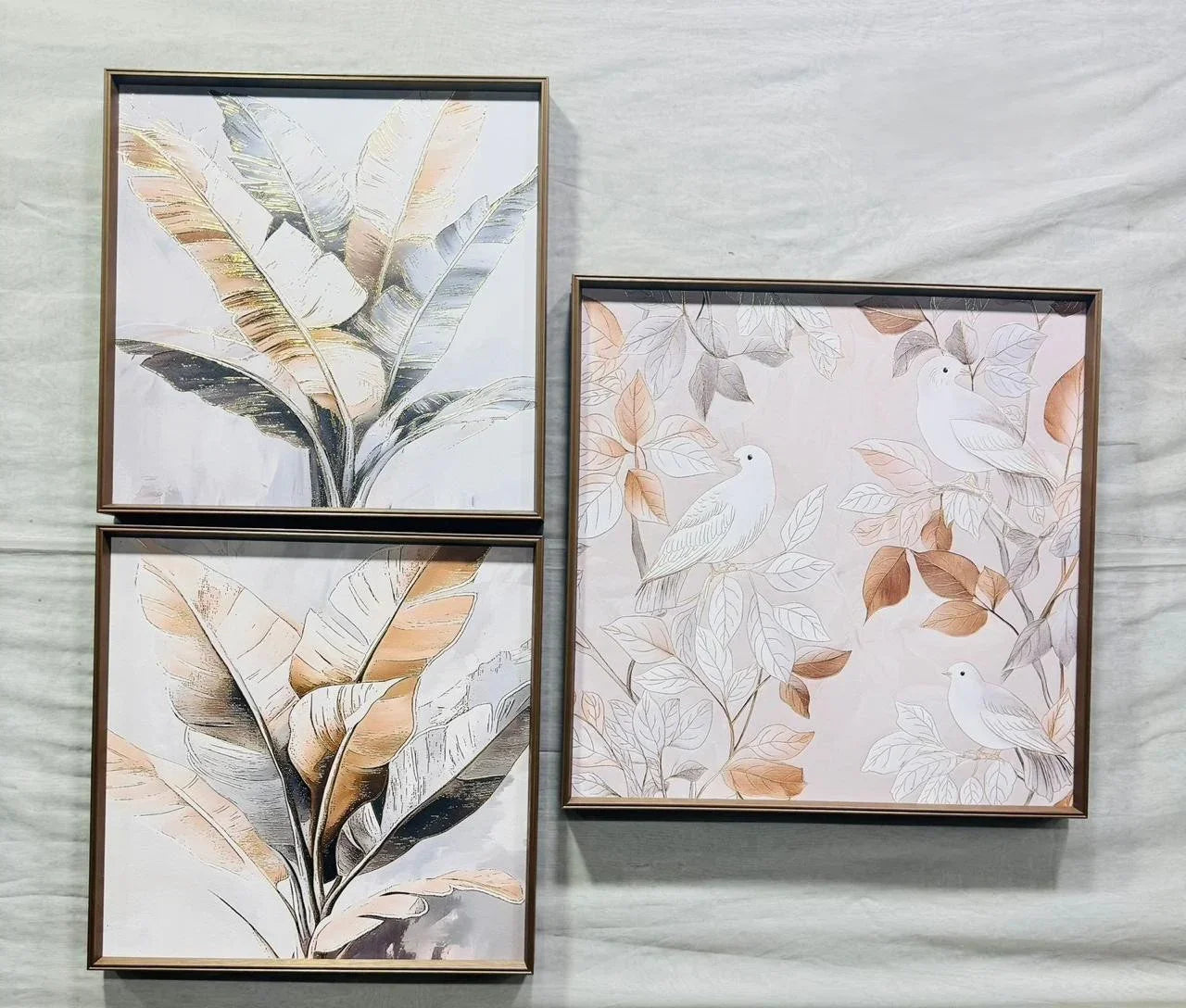 Modern Leather Ambrose Painting Set of 3 - Style 3