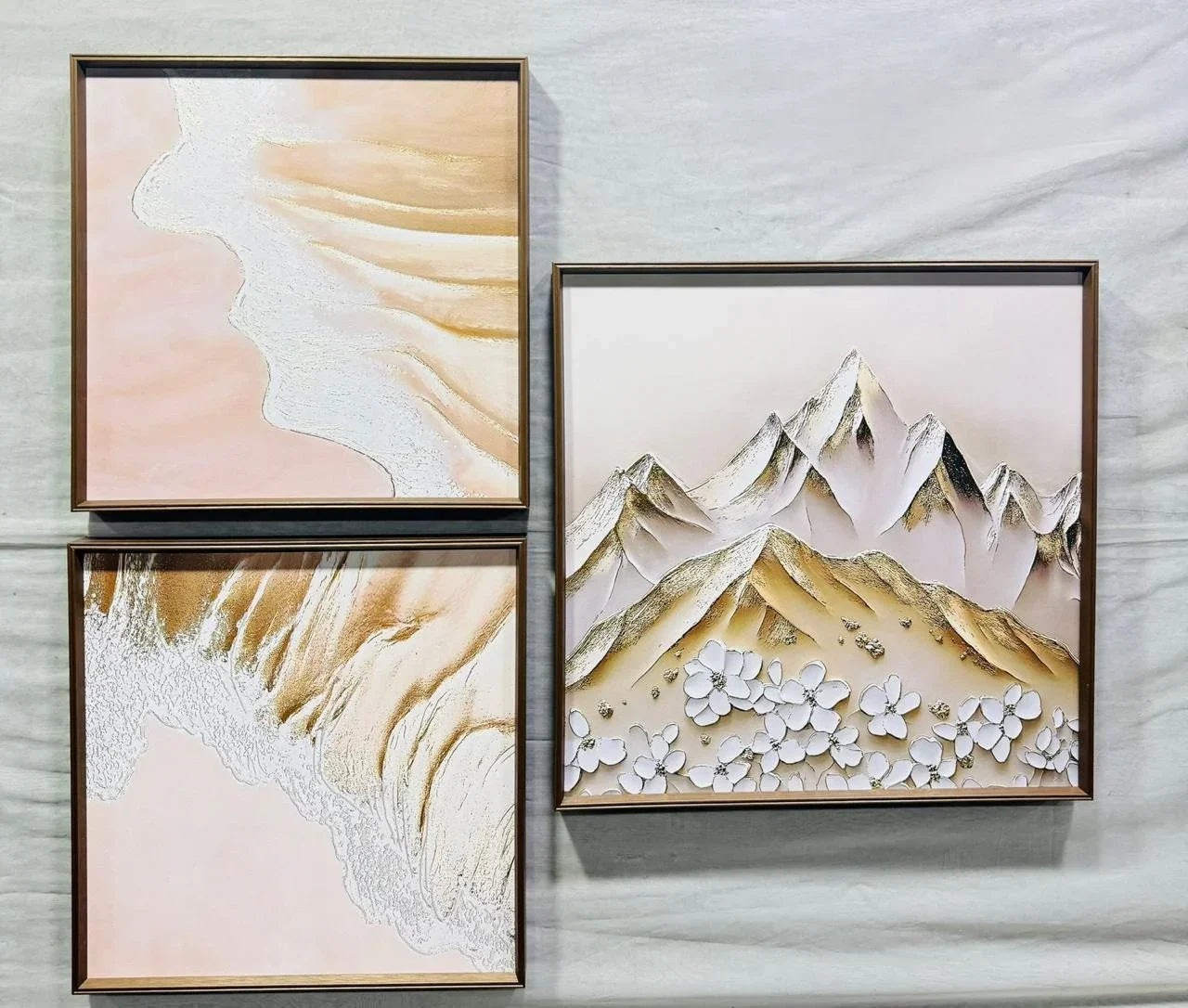 Modern Leather Ambrose Painting Set of 3 - Style 4