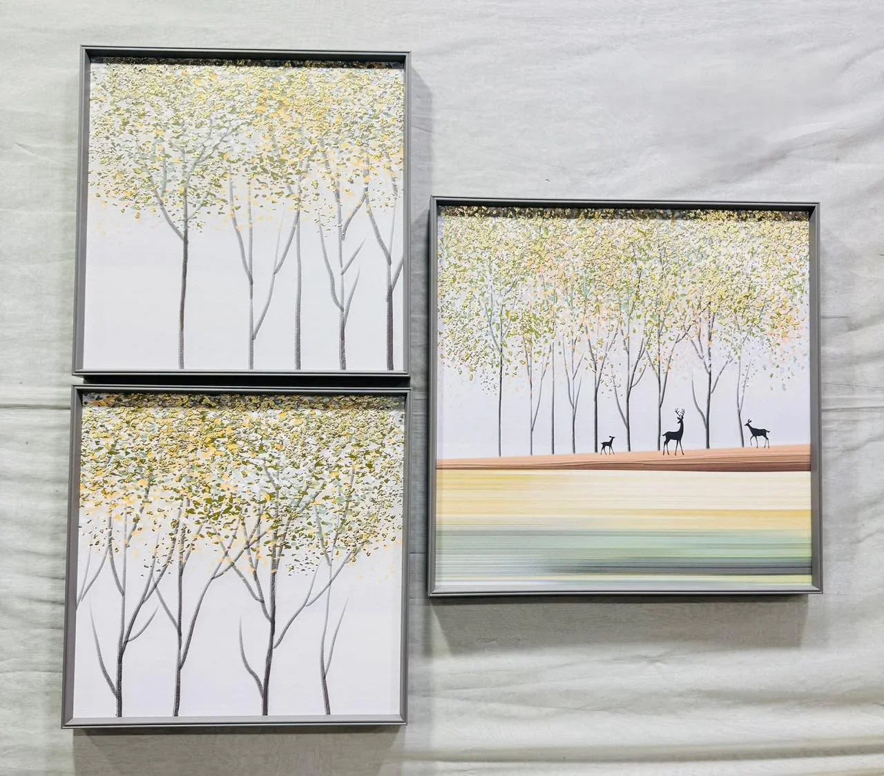 Modern Leather Ambrose Painting Set of 3 - Style 5