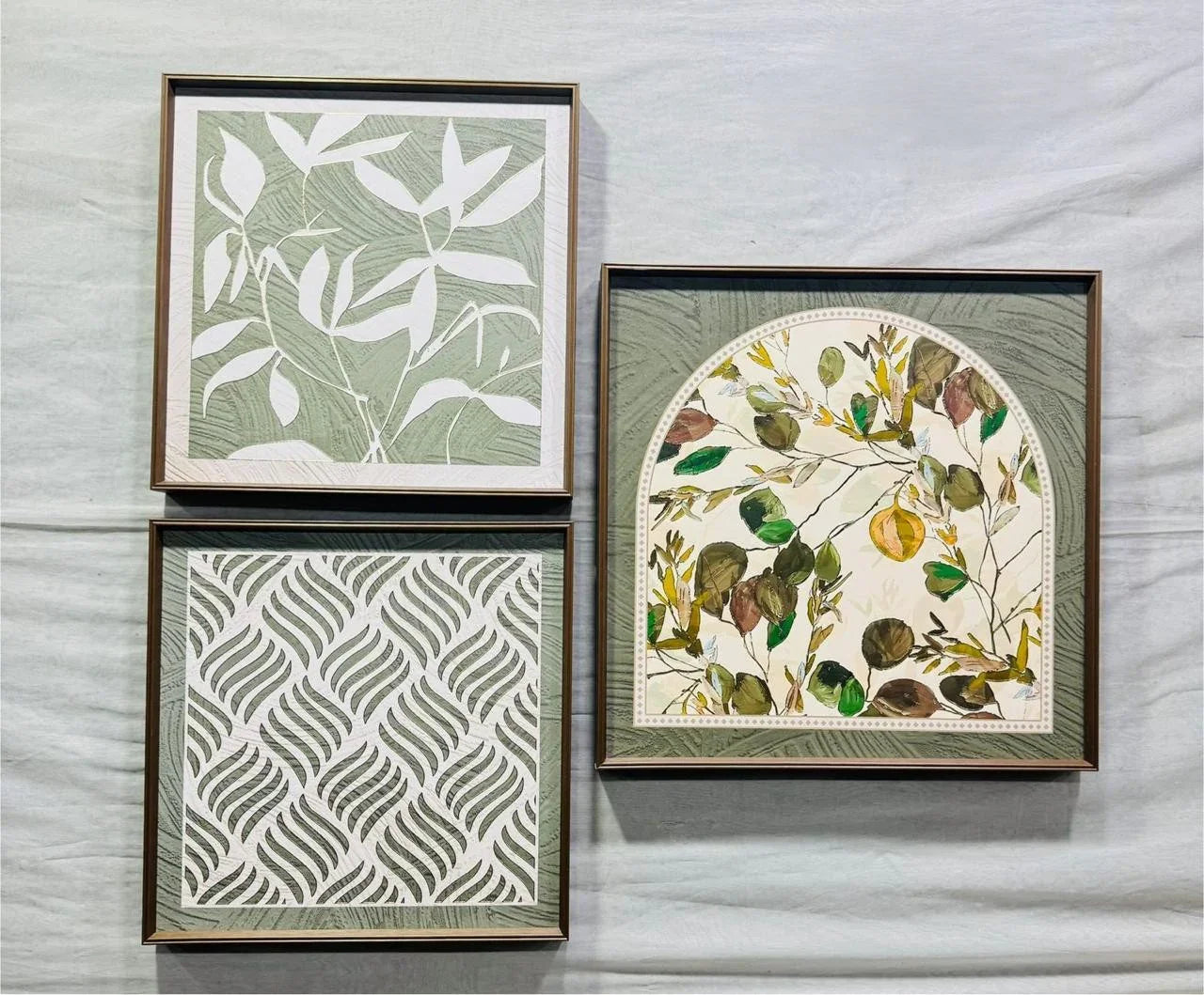 Modern Leather Ambrose Painting Set of 3 - Style 2