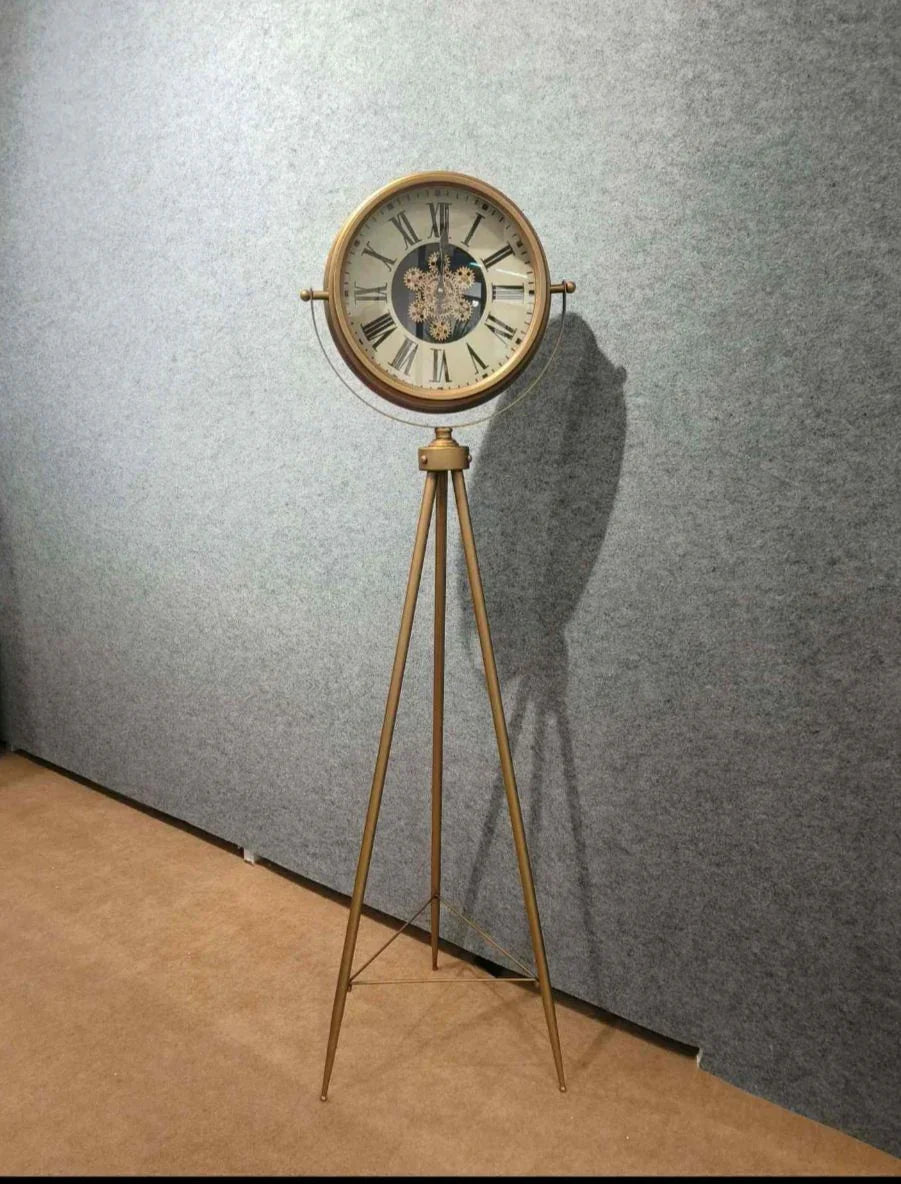 Luxury Vintage Tripod-Mounted Metal Clock 2