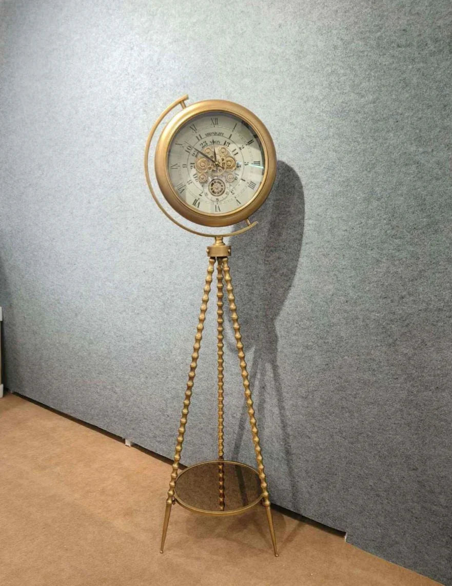 Luxury Vintage Tripod-Mounted Metal Clock 3