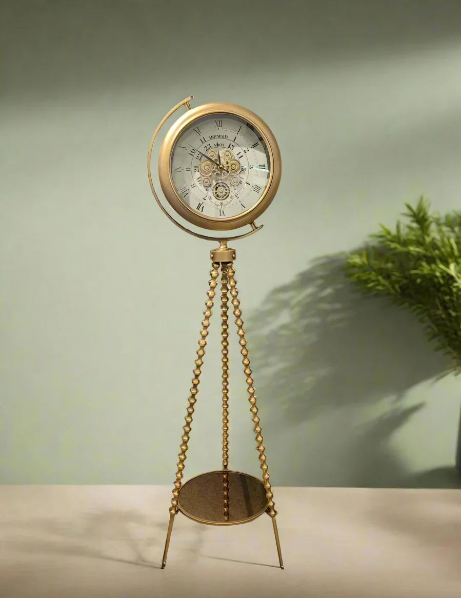 Luxury Vintage Tripod-Mounted Metal Clock 3