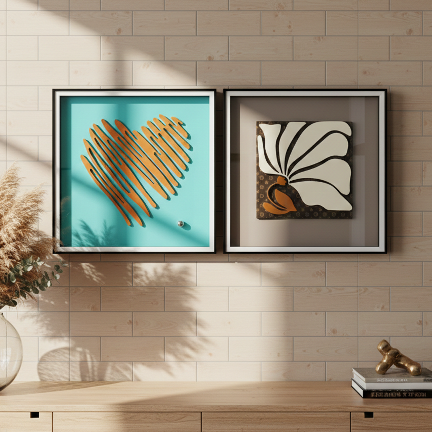 Modern Nature Impressions: Bird and Floral 3D Relief Glass Frame