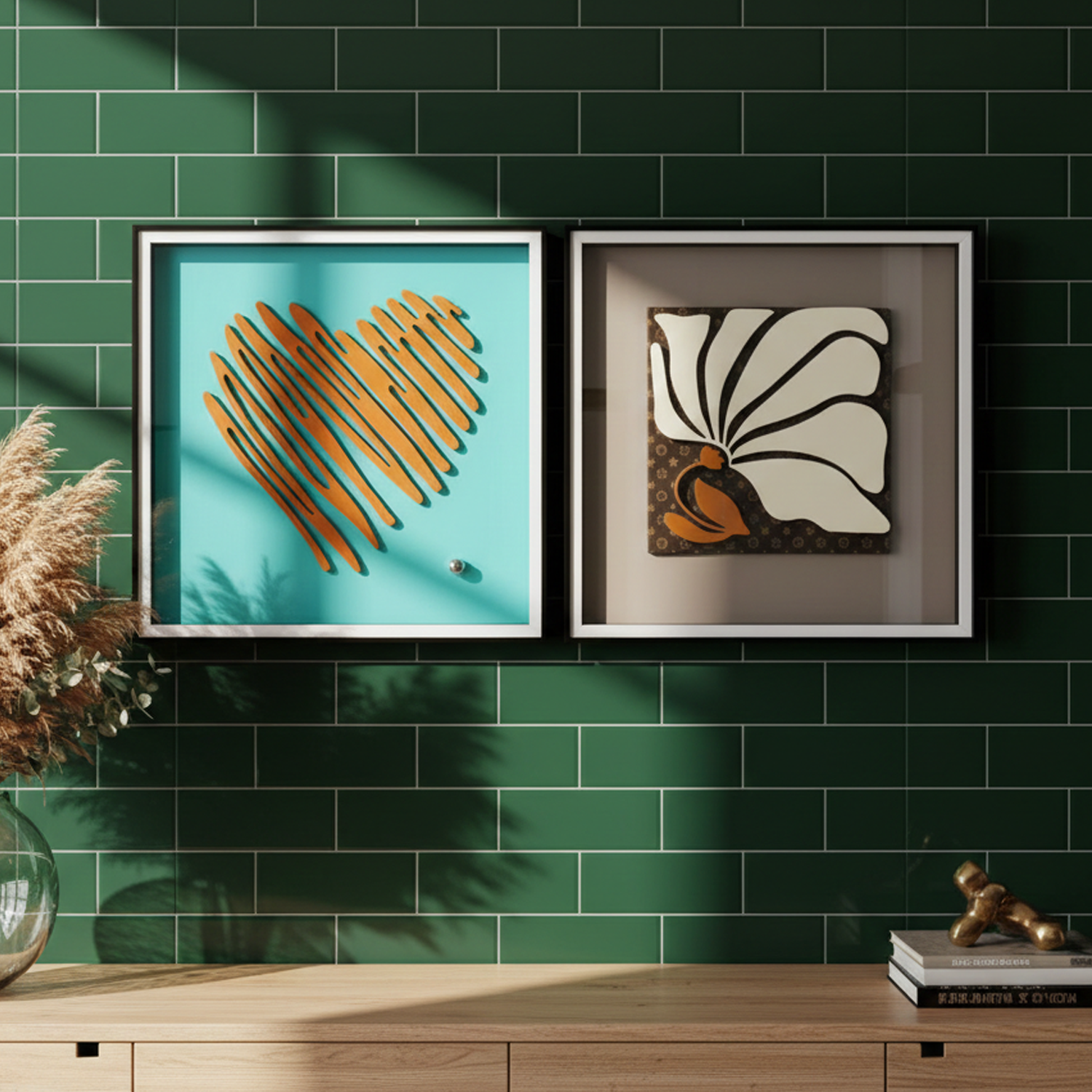 Modern Nature Impressions: Bird and Floral 3D Relief Glass Frame
