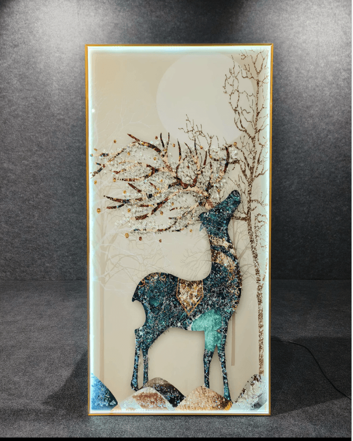 LUXURY LED WALL PAINTING STYLE 12 - Crystal & Glass Work - LED Light