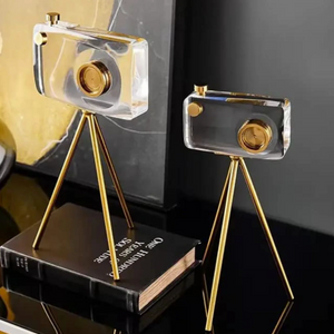 Retro Crystal and Brass Camera Showpiece