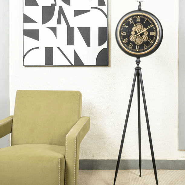 Roman Vintage Tripod-Mounted Metal Clock
