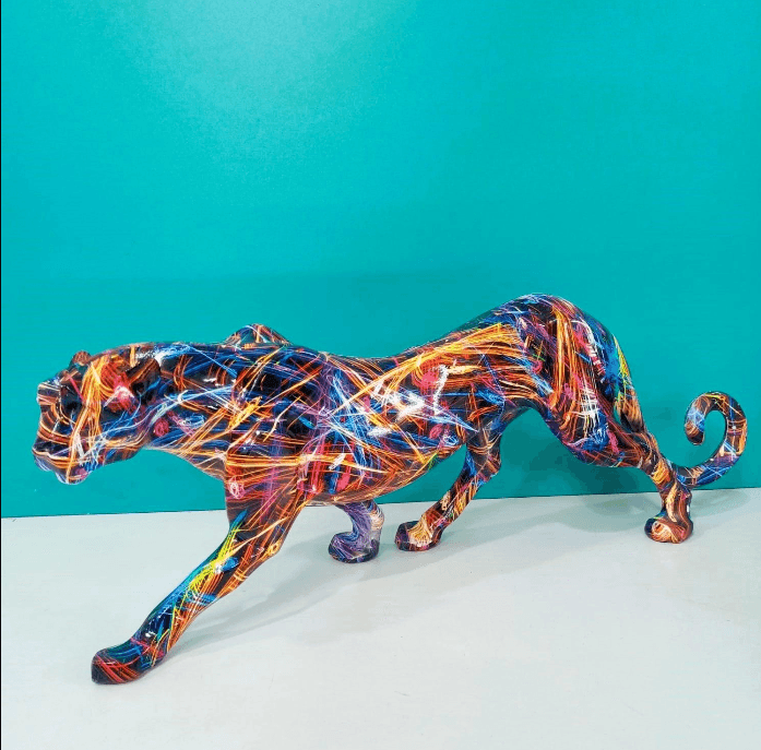 ABSTRACT GRAFFITI JAGUAR SCULPTURE
