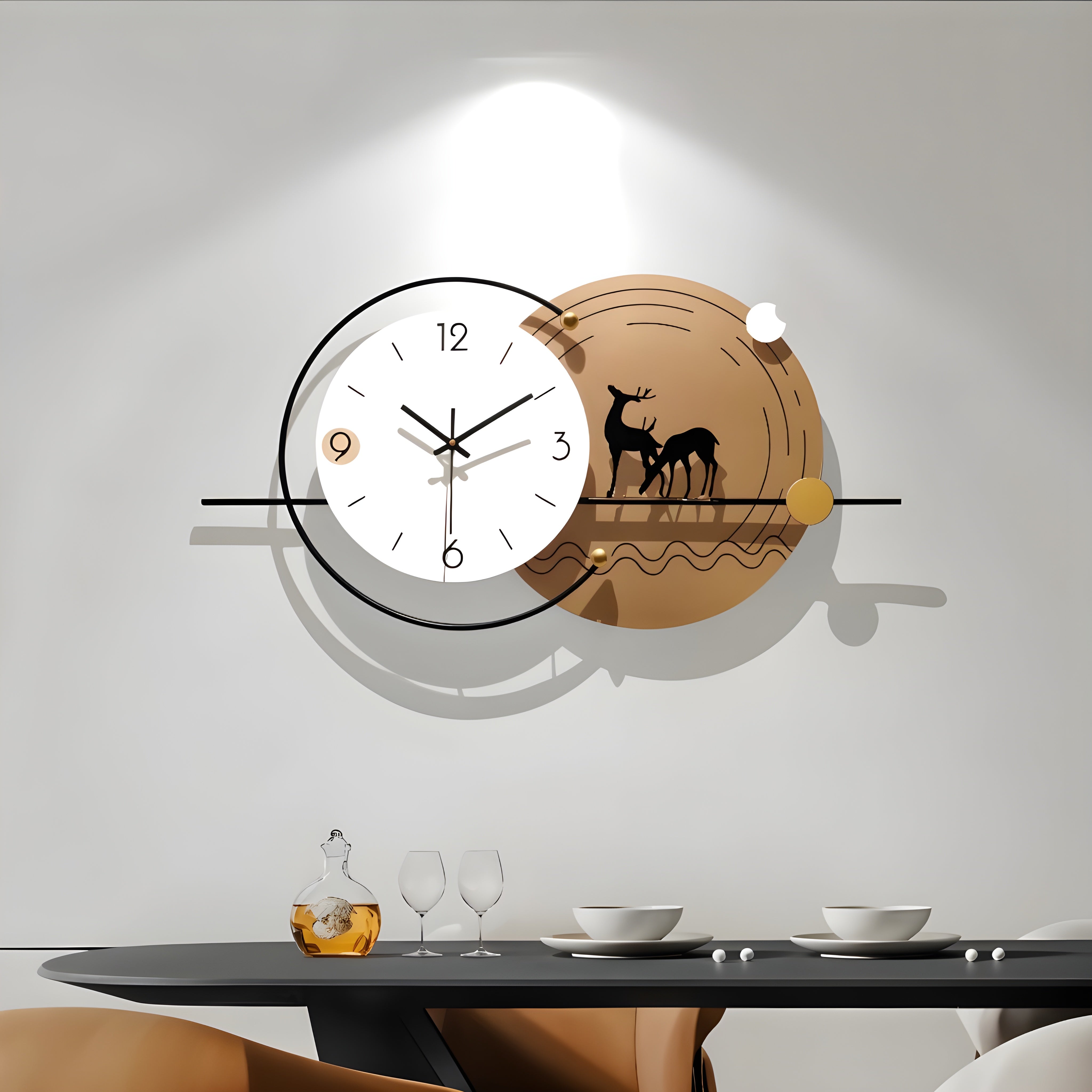Swiss Clock With Deer Wall Decor