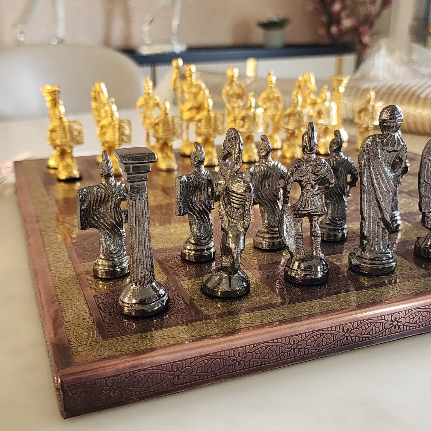 Luxury Roman Figurine Brass Chess