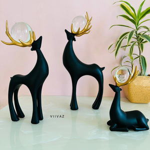 Artistic Golden Horn Reindeer Set of 3