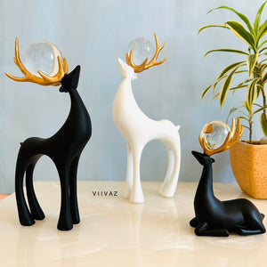 Artistic Golden Horn Reindeer Set of 3