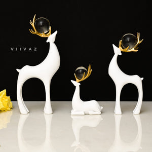 Artistic Golden Horn Reindeer Set of 3