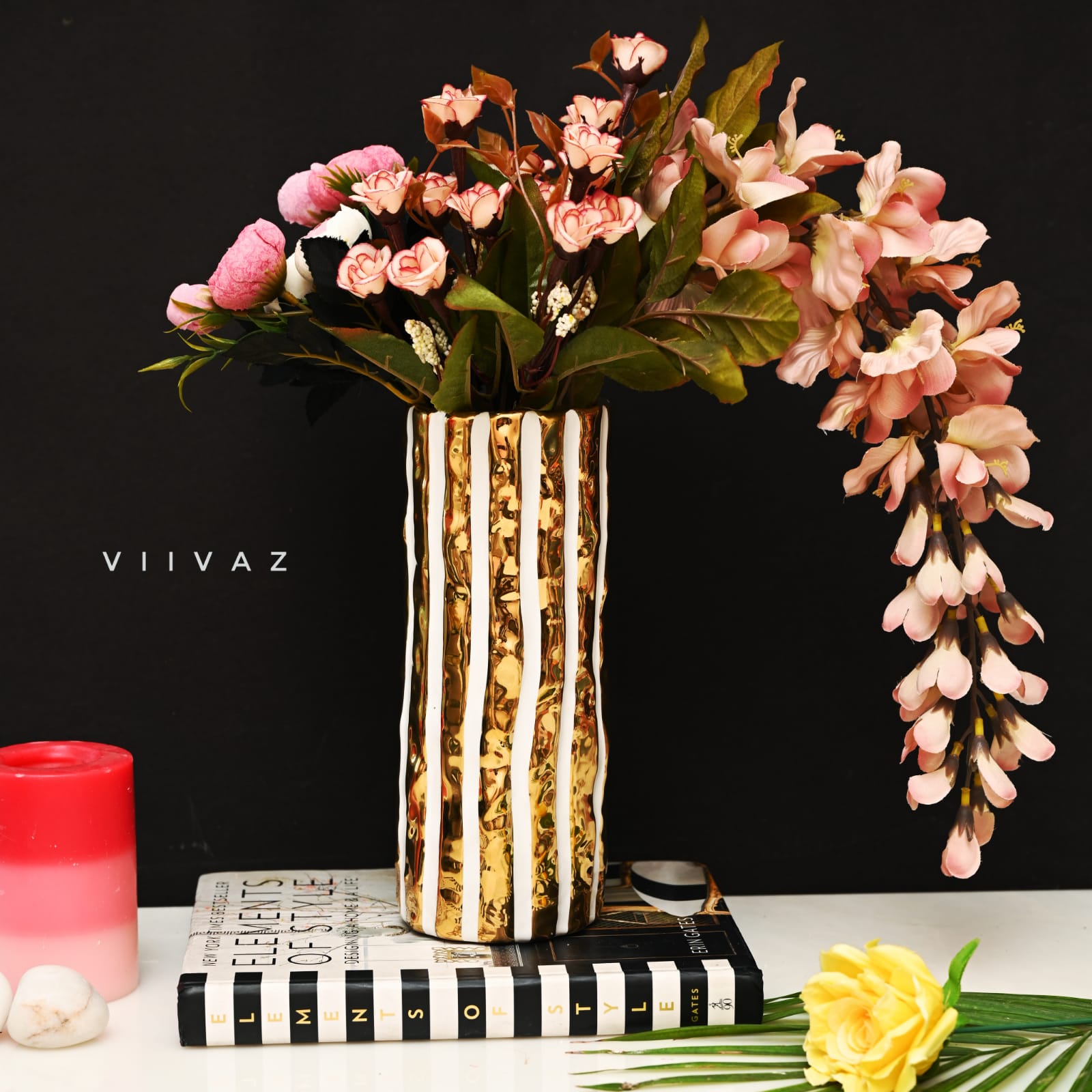 Luxe Artistry Gold Stripped Vase