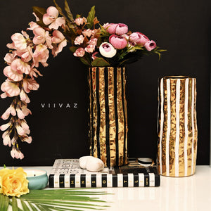 Luxe Artistry Gold Stripped Vase