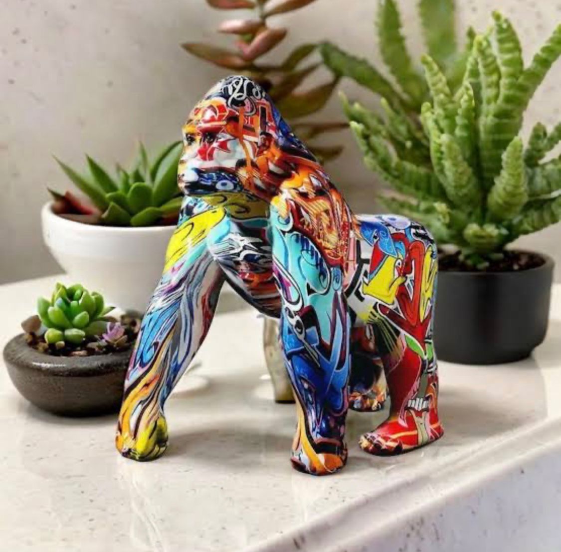 Abstract Colourful Gorilla Figurine