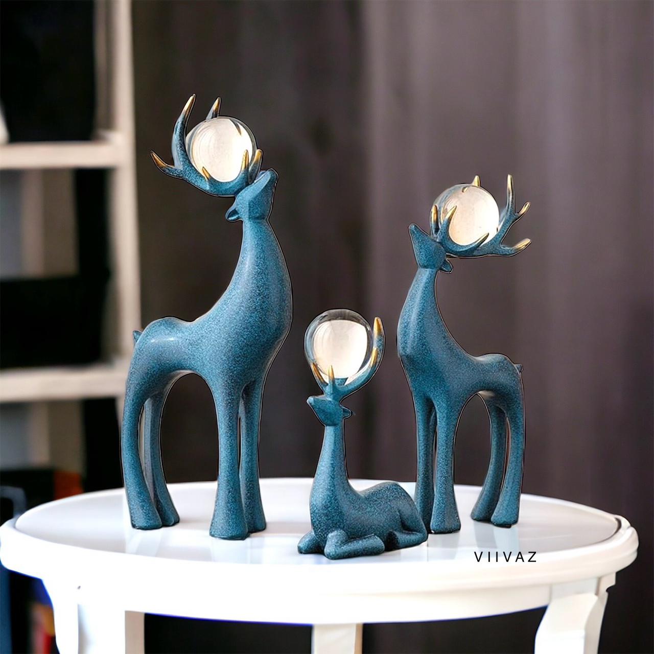 Artistic Golden Horn Reindeer Set of 3