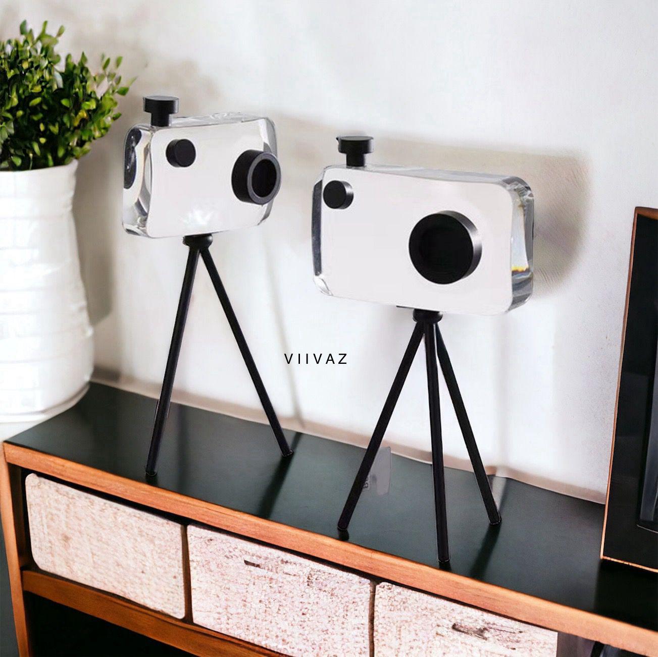 Retro Crystal and Brass Camera Showpiece