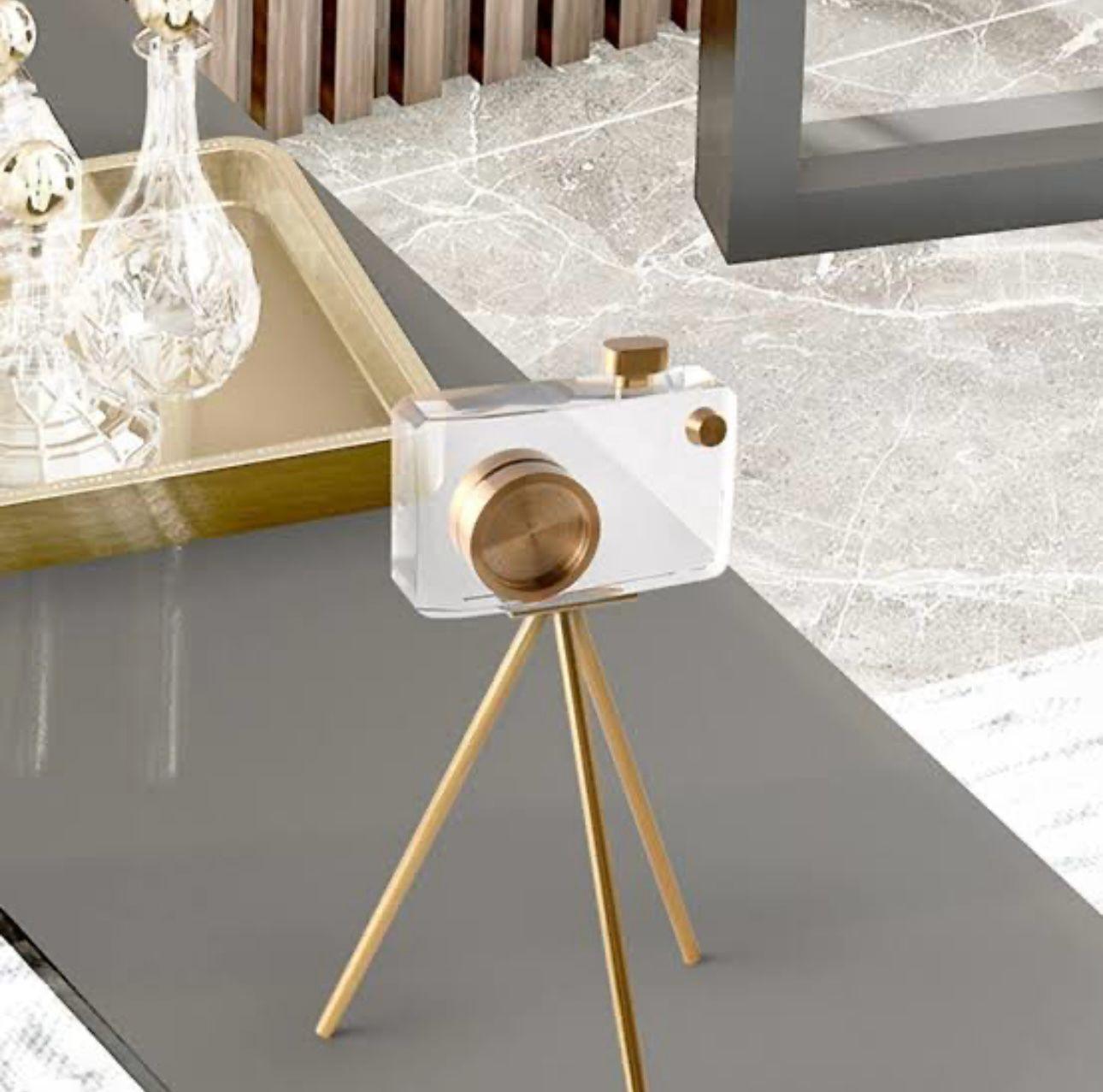 Retro Crystal and Brass Camera Showpiece