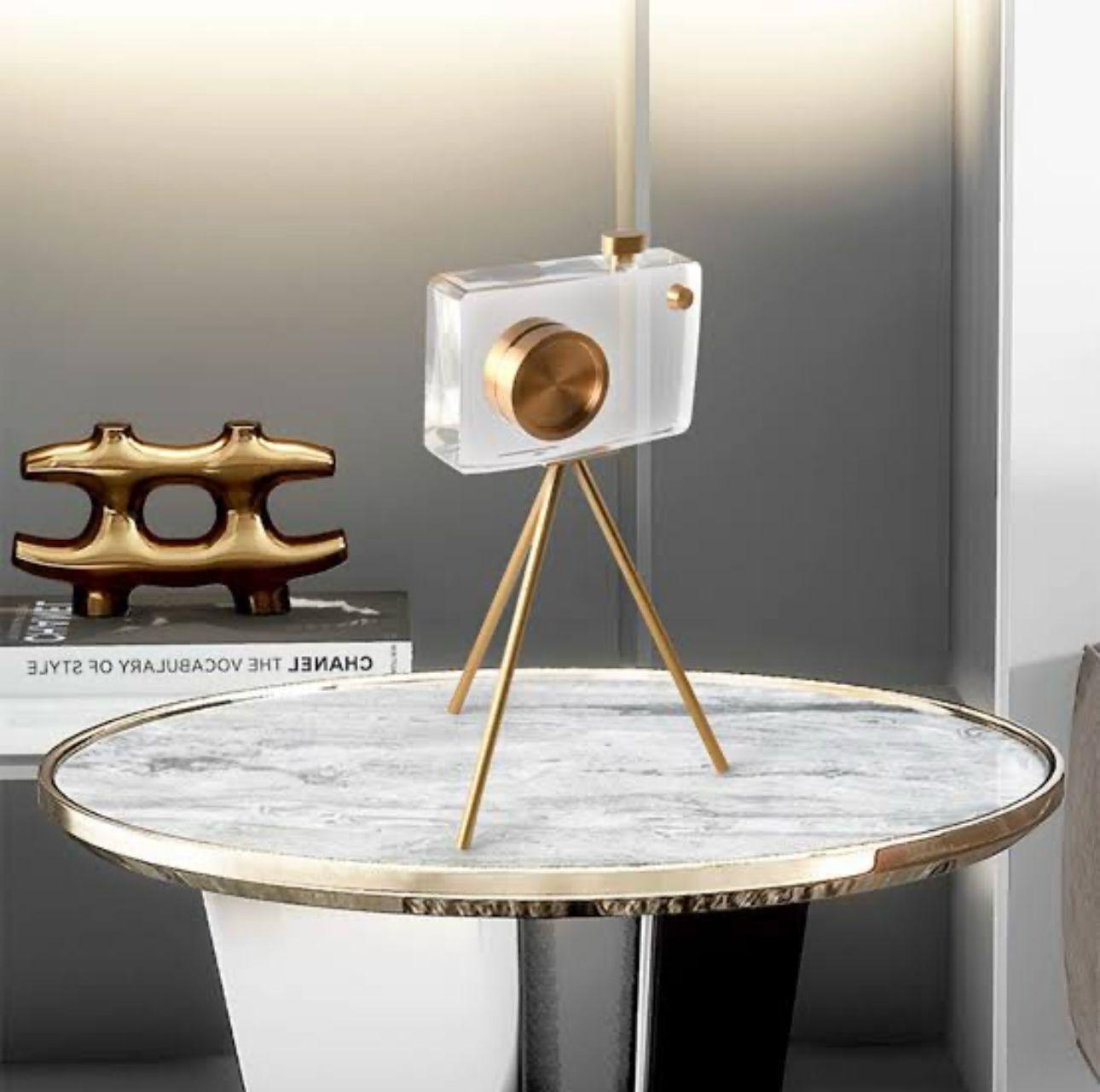 Retro Crystal and Brass Camera Showpiece