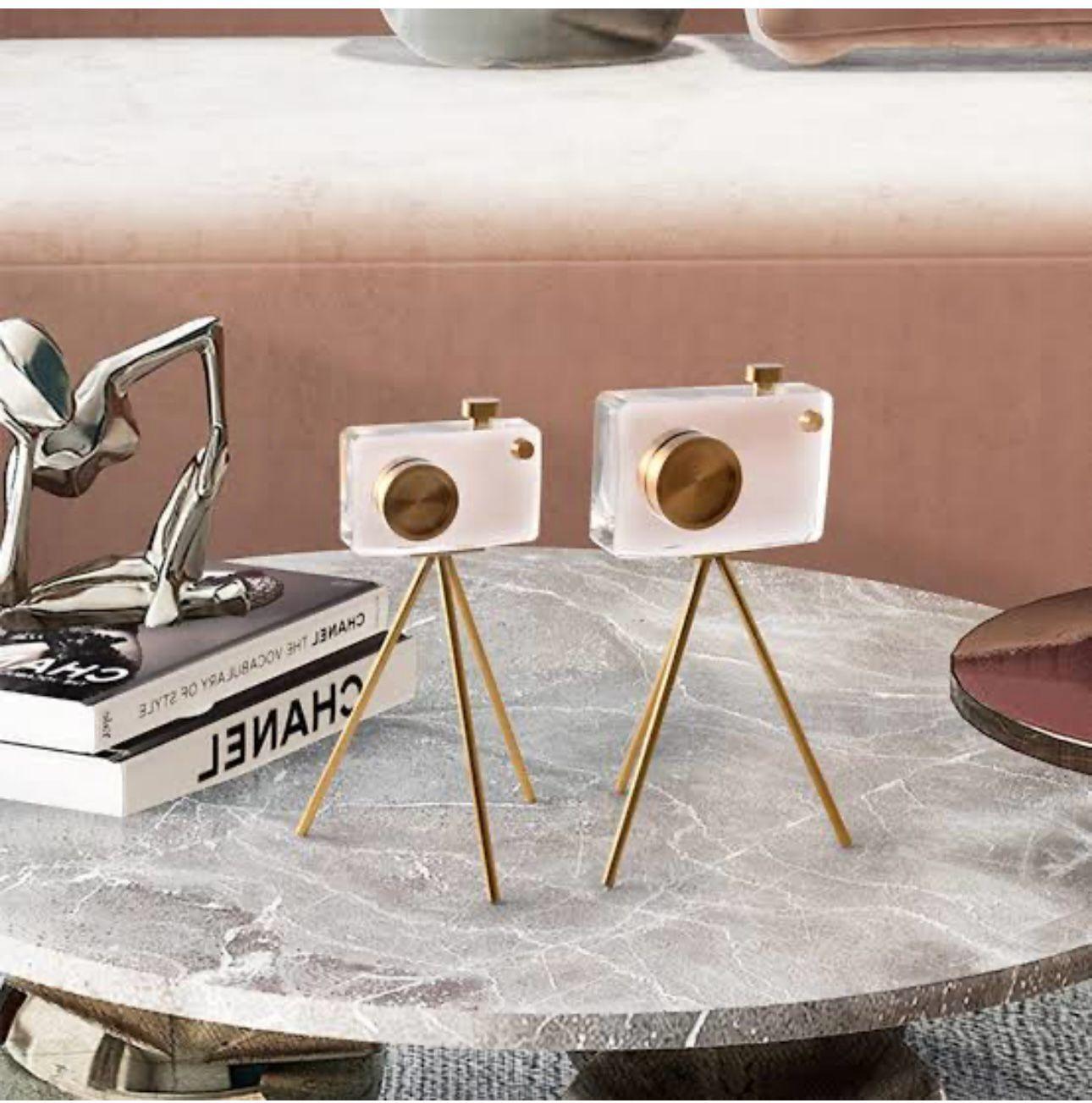 Retro Crystal and Brass Camera Showpiece