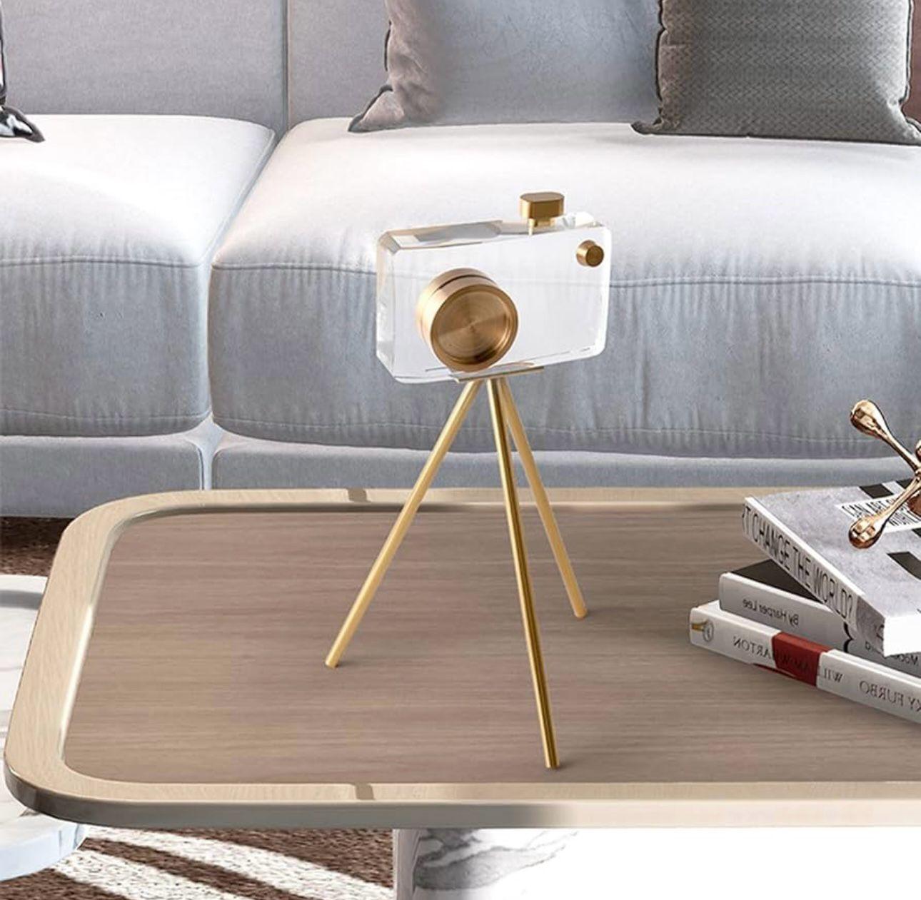 Retro Crystal and Brass Camera Showpiece