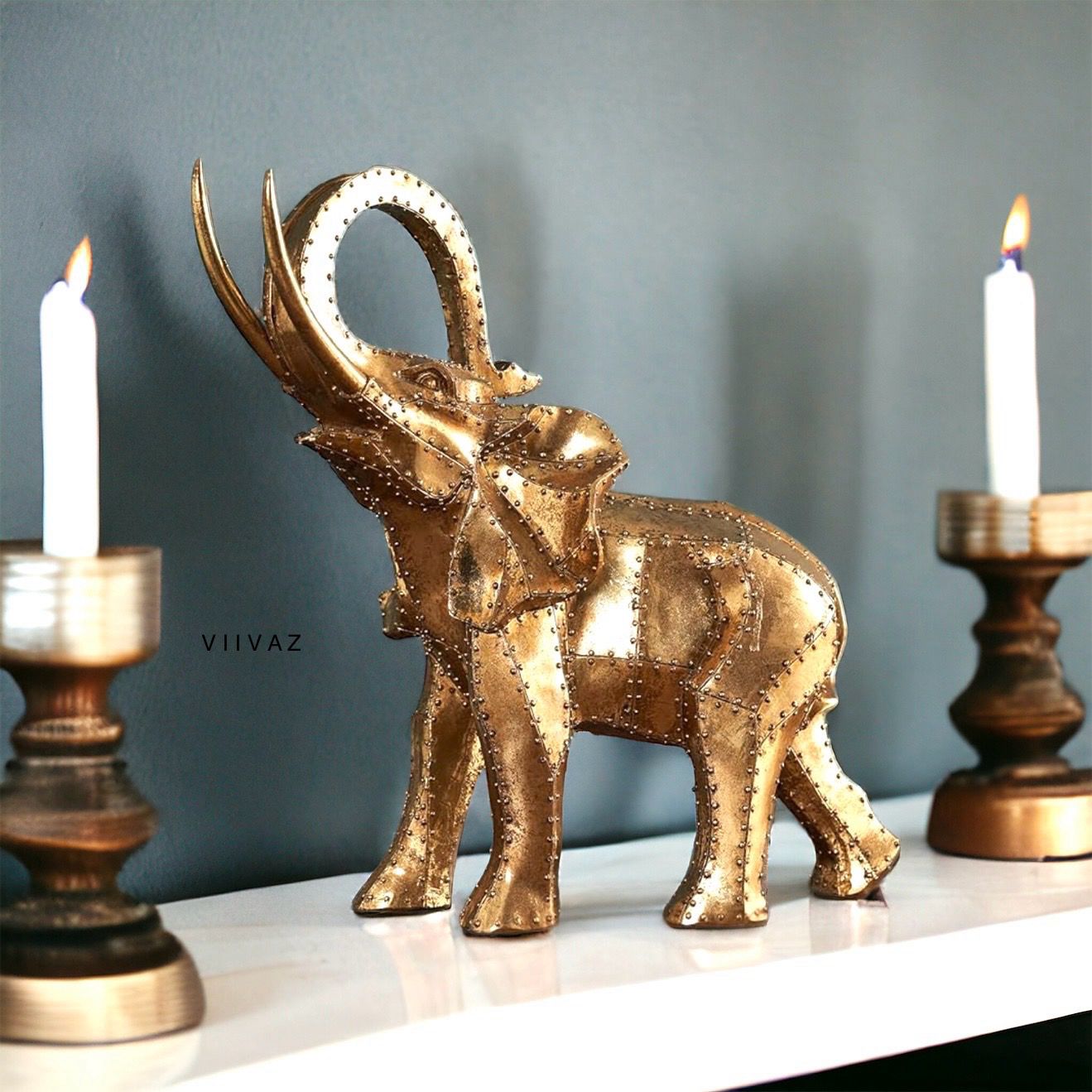 Saluting Elegant Elephant Sculpture
