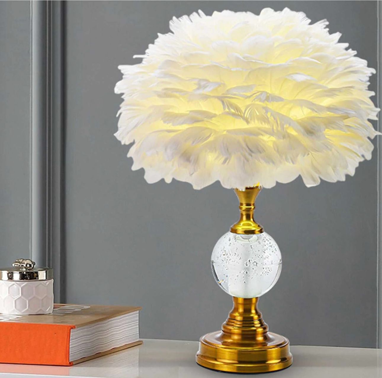 Crystal Feather Table Lamp