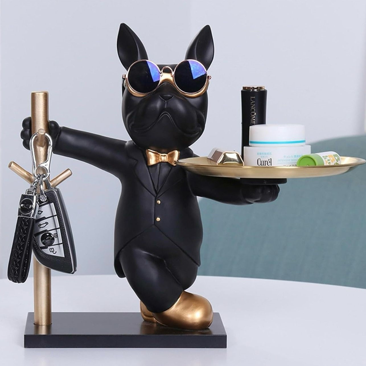 KEY STAND DOG STATUE WITH TRAY