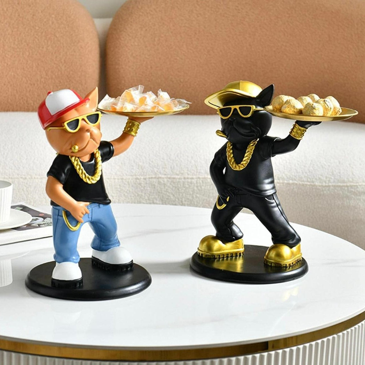 RAPPER DOG STATUE WITH TRAY