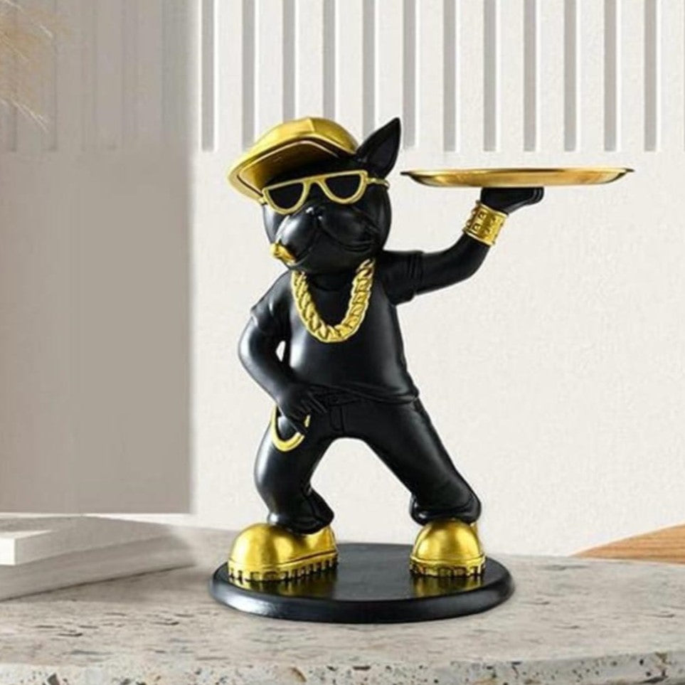 RAPPER DOG STATUE WITH TRAY