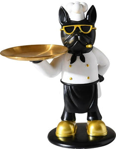 BUTLER DOG STATUE WITH TRAY
