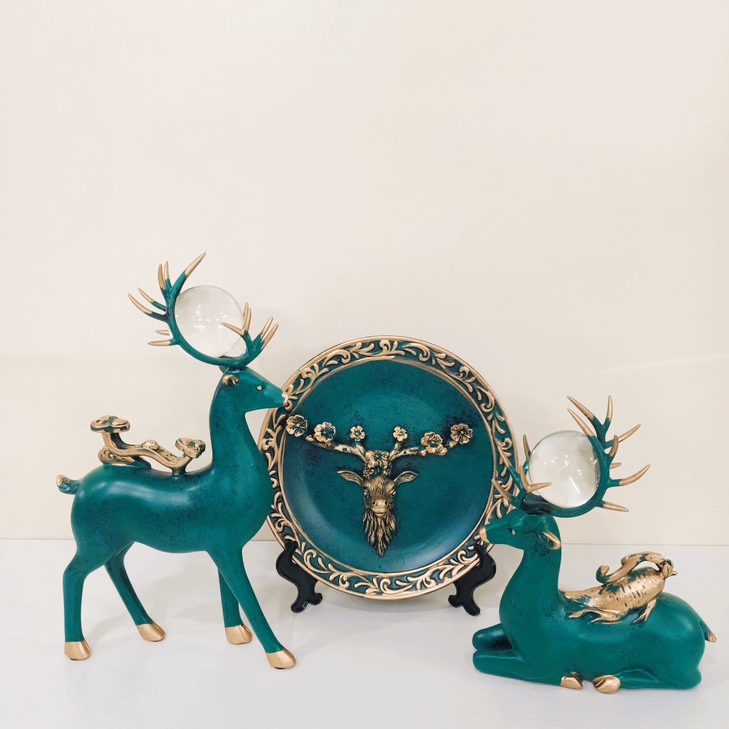 EURO CERAMIC PLATE WITH DEER SET