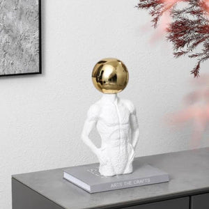 ELECTROPLATED SPHERE HEAD MAN SCULPTURE