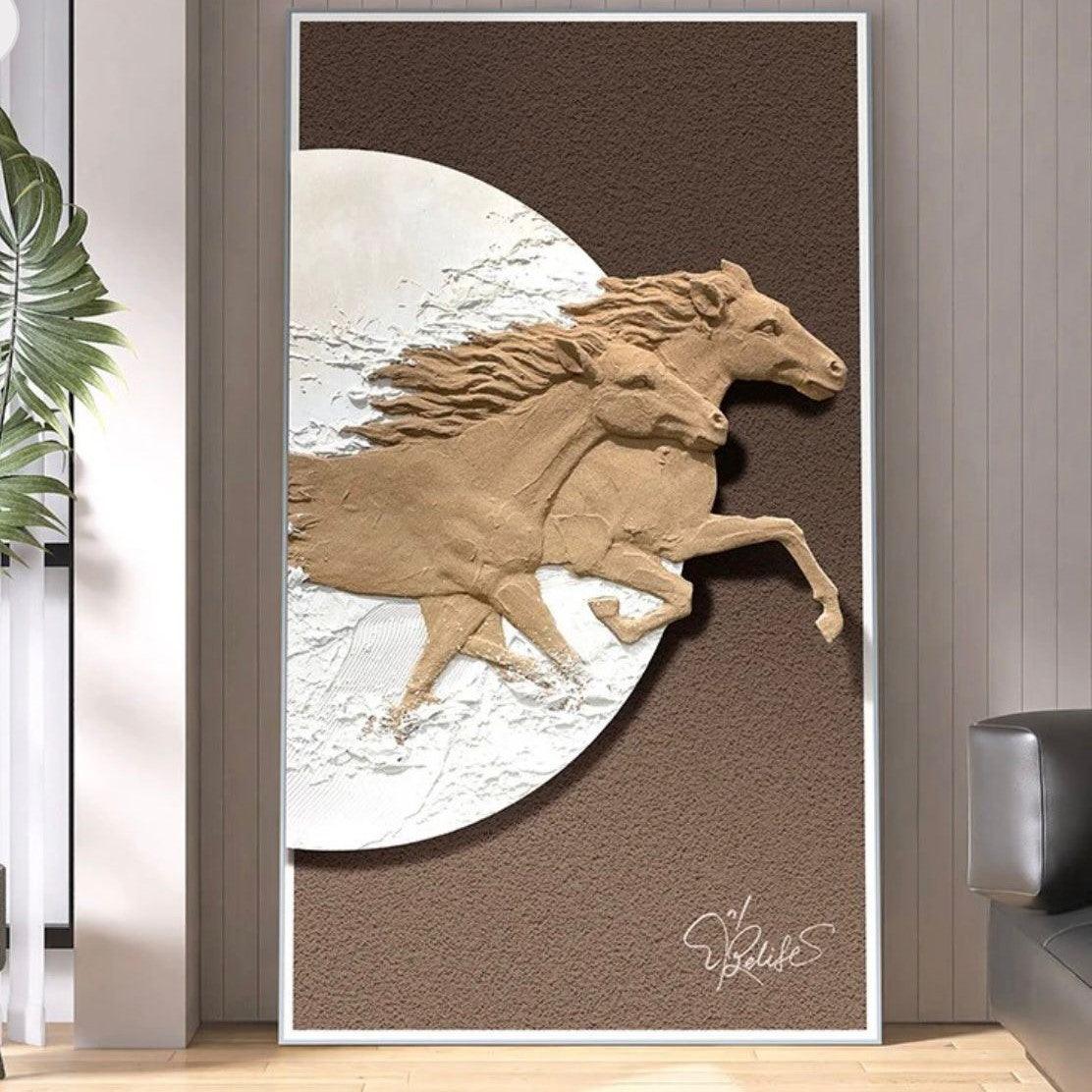 LUXURY MAJESTIC RUNNING HORSES WALL PAINTING