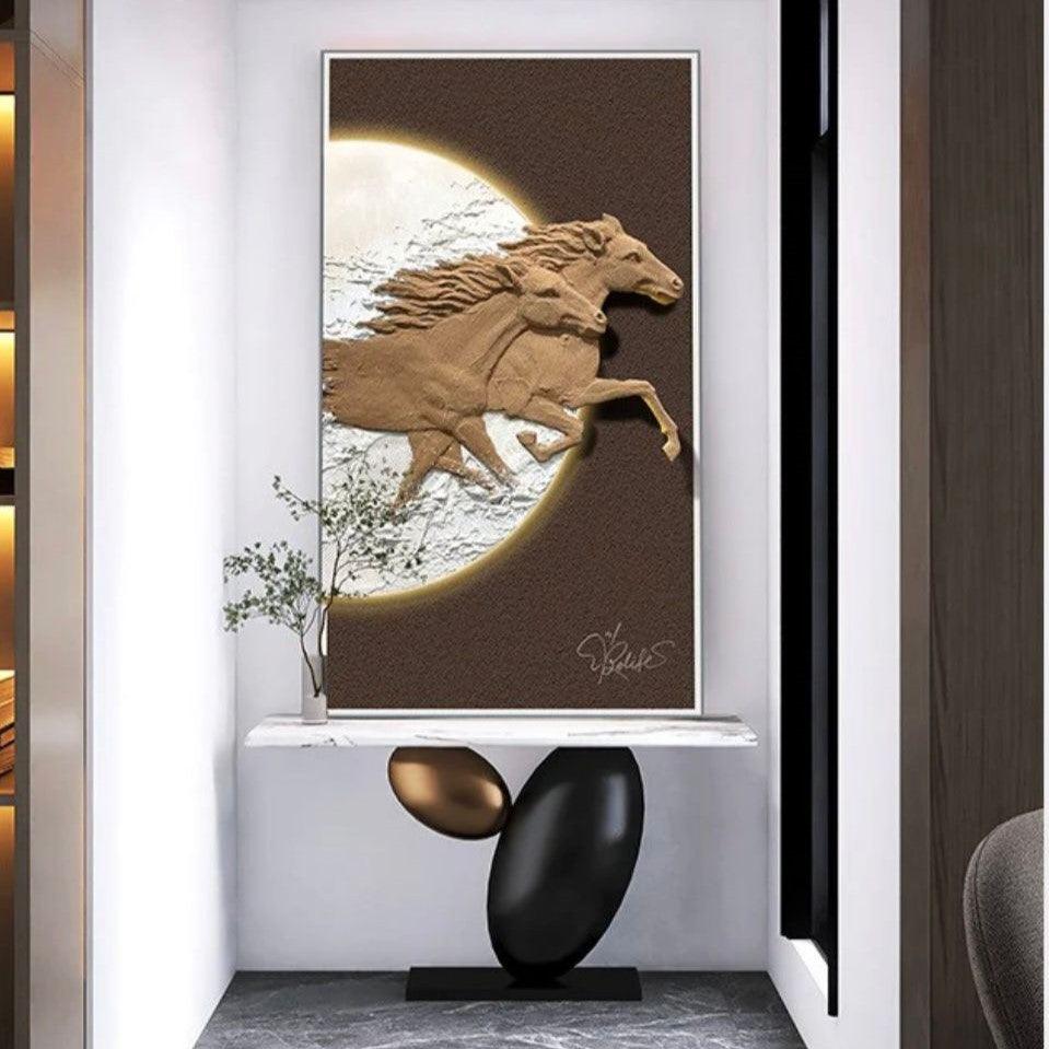 LUXURY MAJESTIC RUNNING HORSES WALL PAINTING