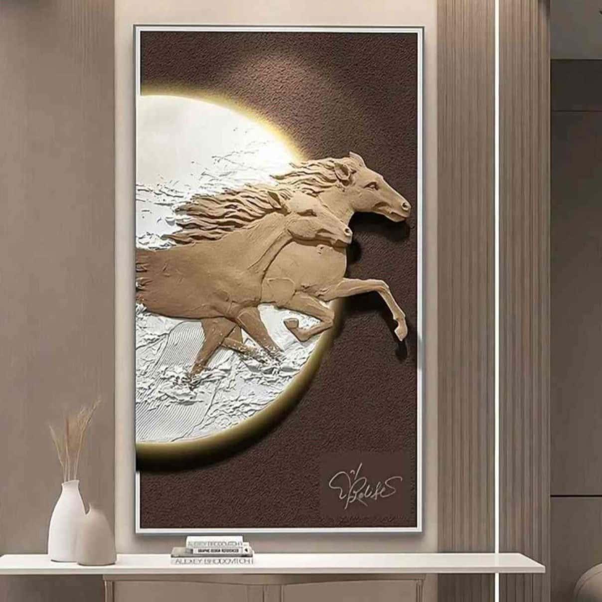 LUXURY MAJESTIC RUNNING HORSES WALL PAINTING