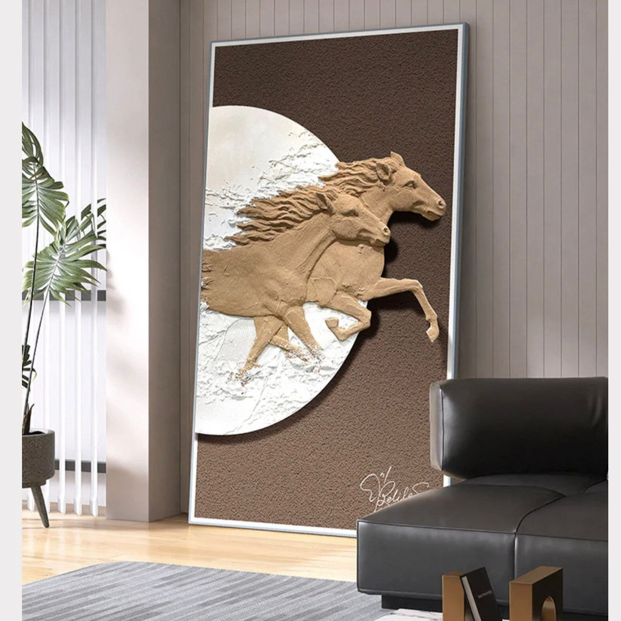 LUXURY MAJESTIC RUNNING HORSES WALL PAINTING